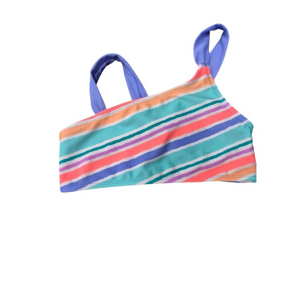 Girls Cat & Jack Striped Bikini Set With Side Tie Bottoms & One-Shoulder Top Mul - Picture 6 of 10